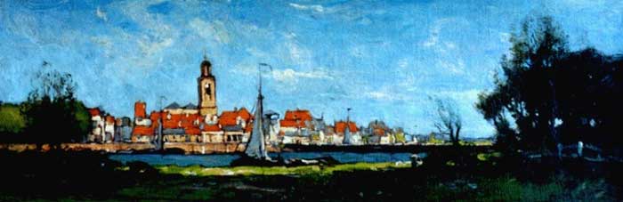 Paul Bodifée Gezicht op Deventer Schilderij uit 1900