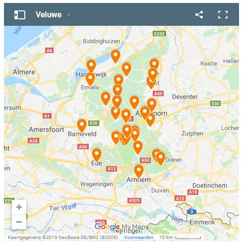 Kaart Veluwe Bezienswaardigheden